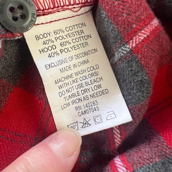 Beautiful Giant Plaid Button Up with Hood - Picture 5 of 5